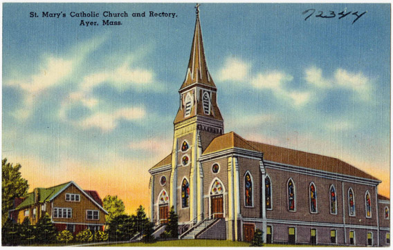 Postcard of St. Mary's in Ayer