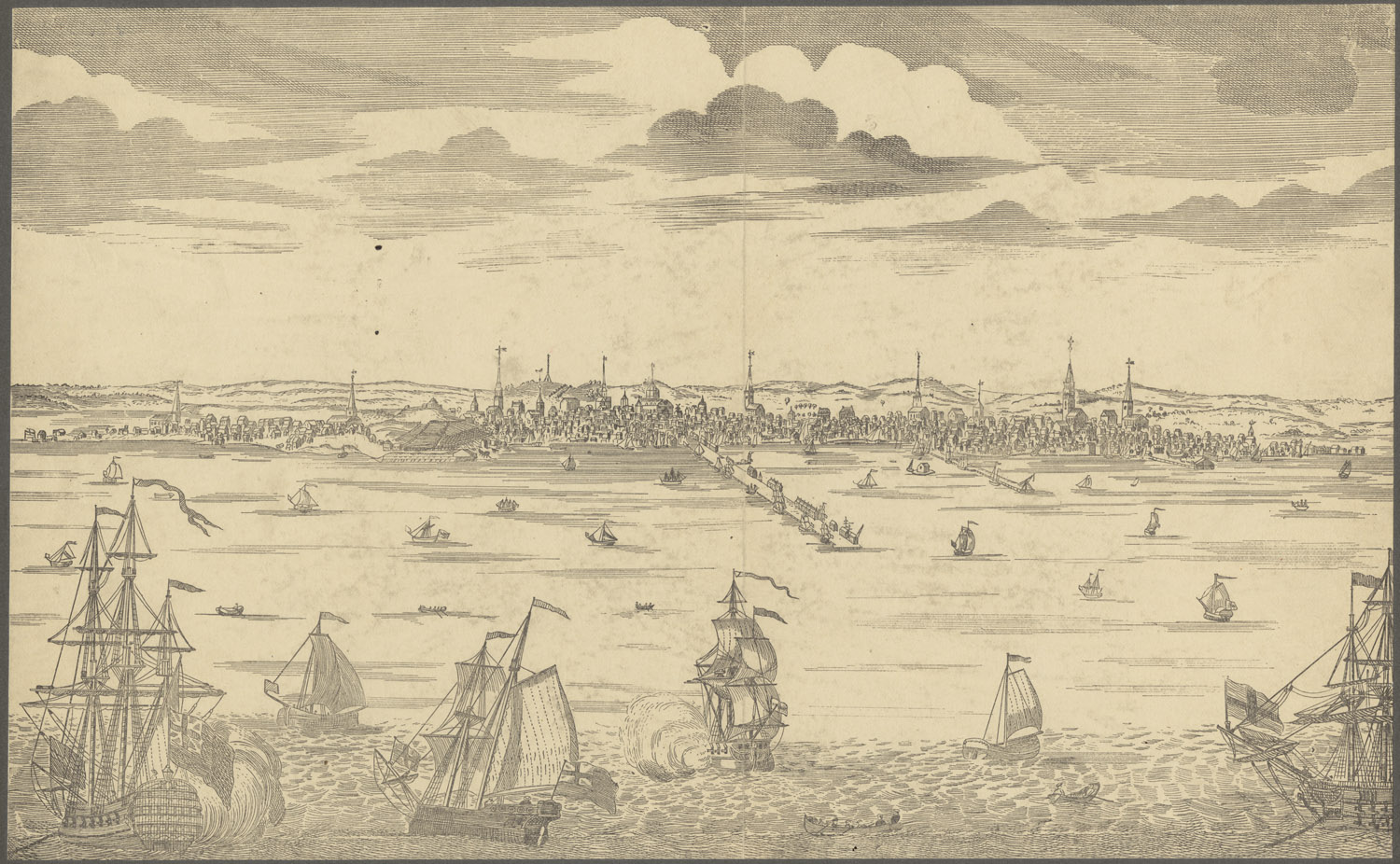 A view of Boston Harbor in 1790.
