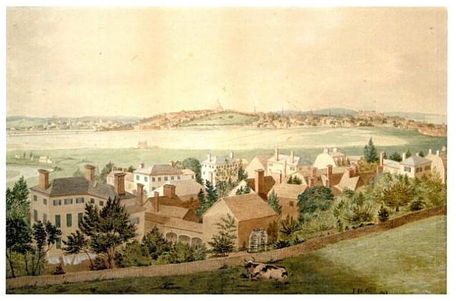 An 1828 painting of Boston by John Rubens Smith.